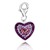 Heart Charm with Multi Tone Crystal Accents in Sterling Silver