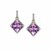 Amethyst and Diamond Embellished Cushion Drop Earrings in 18K Yellow Gold and Sterling Silver