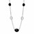 Black and White Agate and Diamond Necklace in Sterling Silver