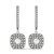 Double Halo Style Cushion Outer Shaped Diamond Drop Earrings in 14k White Gold (3/4 cttw)