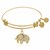 Expandable Yellow Tone Brass Bangle with Elephant Symbol with Cubic Zirconia