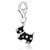 Dog Multi Tone Crystal Studded Charm in Sterling Silver