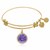 Expandable Yellow Tone Brass Bangle with Cubic Zirconia February Birthstone