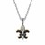 Black and White Sapphire Accented Fleur De Lis Pendant in 18k Yellow Gold and Sterling Silver