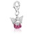 Angel White and Pink Tone Crystal Encrusted Charm in Sterling Silver