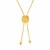 14k Yellow Gold Adjustable Lariat Necklace with Textured Semi-Square Dome