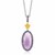 Oval Amethyst Fleur De Lis Pendant in 18k Yellow Gold and Sterling Silver