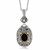 Rectangle Framed and Scrollwork Designed Oval Black Onyx Pendant in 18k Yellow Gold and Sterling Silver