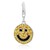 Smiley Face Multi Tone Crystal Accented Charm in Sterling Silver