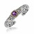Cushion Amethyst Accented Baroque Open Bangle in 18k Yellow Gold and Sterling Silver