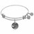 Expandable White Tone Brass Bangle with Comedy Tragedy Symbol