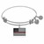 Expandable White Tone Brass Bangle with Enamel Thin Red Line Symbol