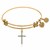Expandable Yellow Tone Brass Bangle with Cross with Cubic Zirconia