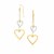 14k Two-Tone Gold Cutout Heart Chain Dangling Earrings