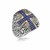 Blue Sapphire Accented Cross Motif Rectangular Ring in 18K Yellow Gold and Sterling Silver