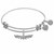 Expandable White Tone Brass Bangle with Finish M-Heart-M With Wing Symbol