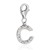 Letter C Charm with White Tone Crystal Accents in Sterling Silver