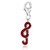 Treble Clef Red Tone Crystal Encrusted Charm in Sterling Silver