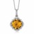 Cushion Whisky Quartz and Diamond Rope Motif Pendant in 18k Yellow Gold and Sterling Silver