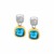 Cushion Blue Topaz Drop Earrings in 18k Yellow Gold and Sterling Silver