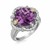 Cushion Amethyst and Diamond Accented Rope Motif Ring in 18k Yellow Gold and Sterling Silver