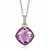 Pink Amethyst,  Rhodolite,  and Diamond Embellished Cushion Pendant in 18k Yellow Gold and Sterling Silver (.29 cttw)