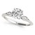 14k White Gold Prong Set Round Diamond Engagement Ring with Side Clusters (1 1/8 cttw)