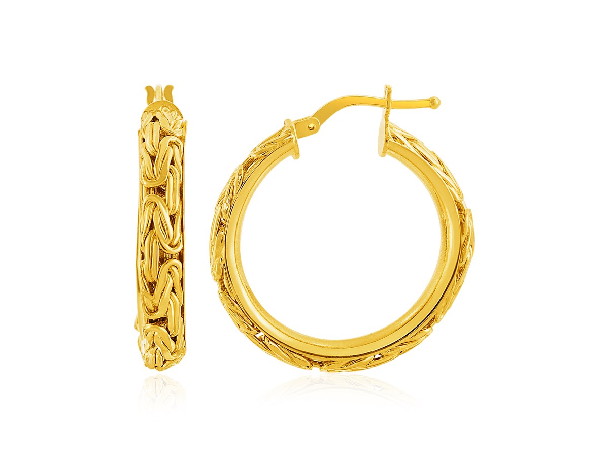 14k Yellow Gold Byzantine Hoop Post Earrings - Richard Cannon Jewelry