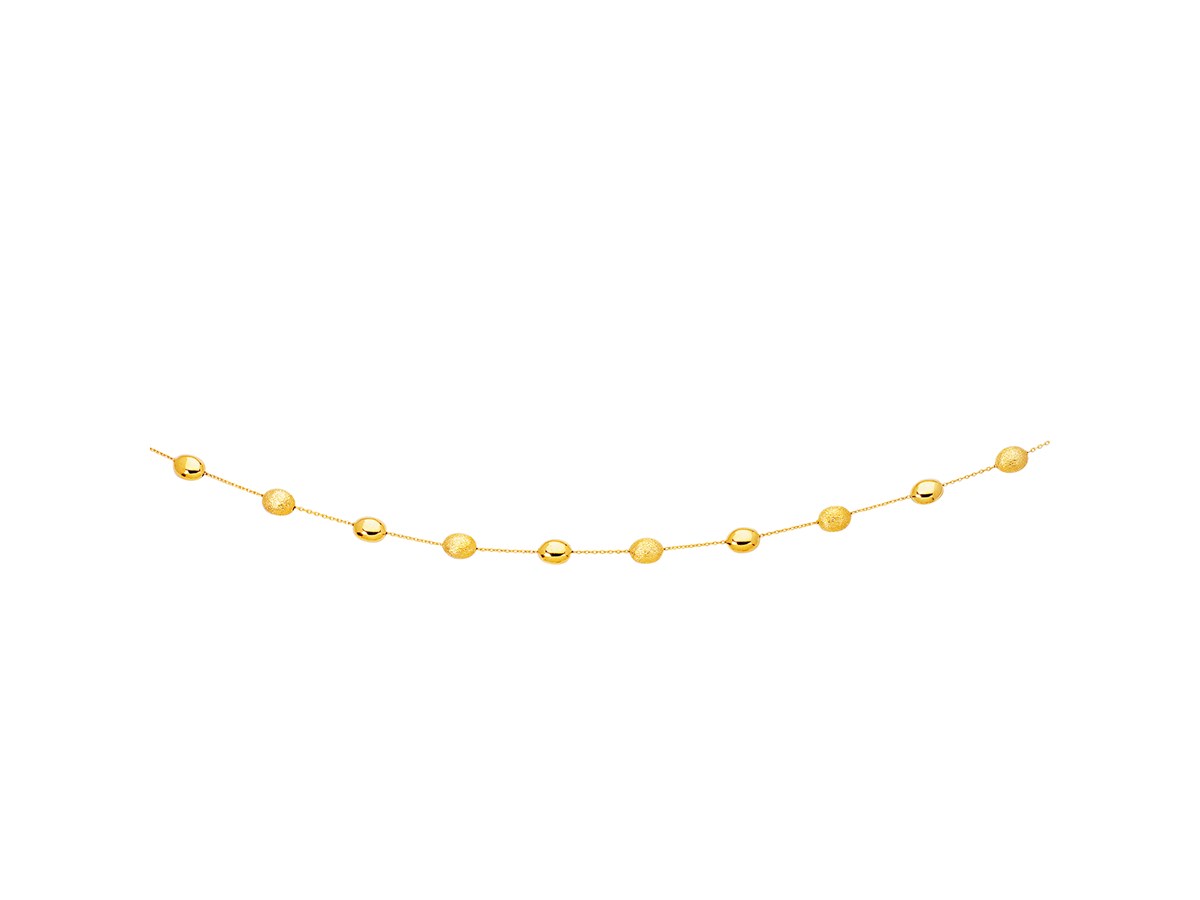 Polished and Textured Pebble Station Necklace in 14k Yellow Gold ...