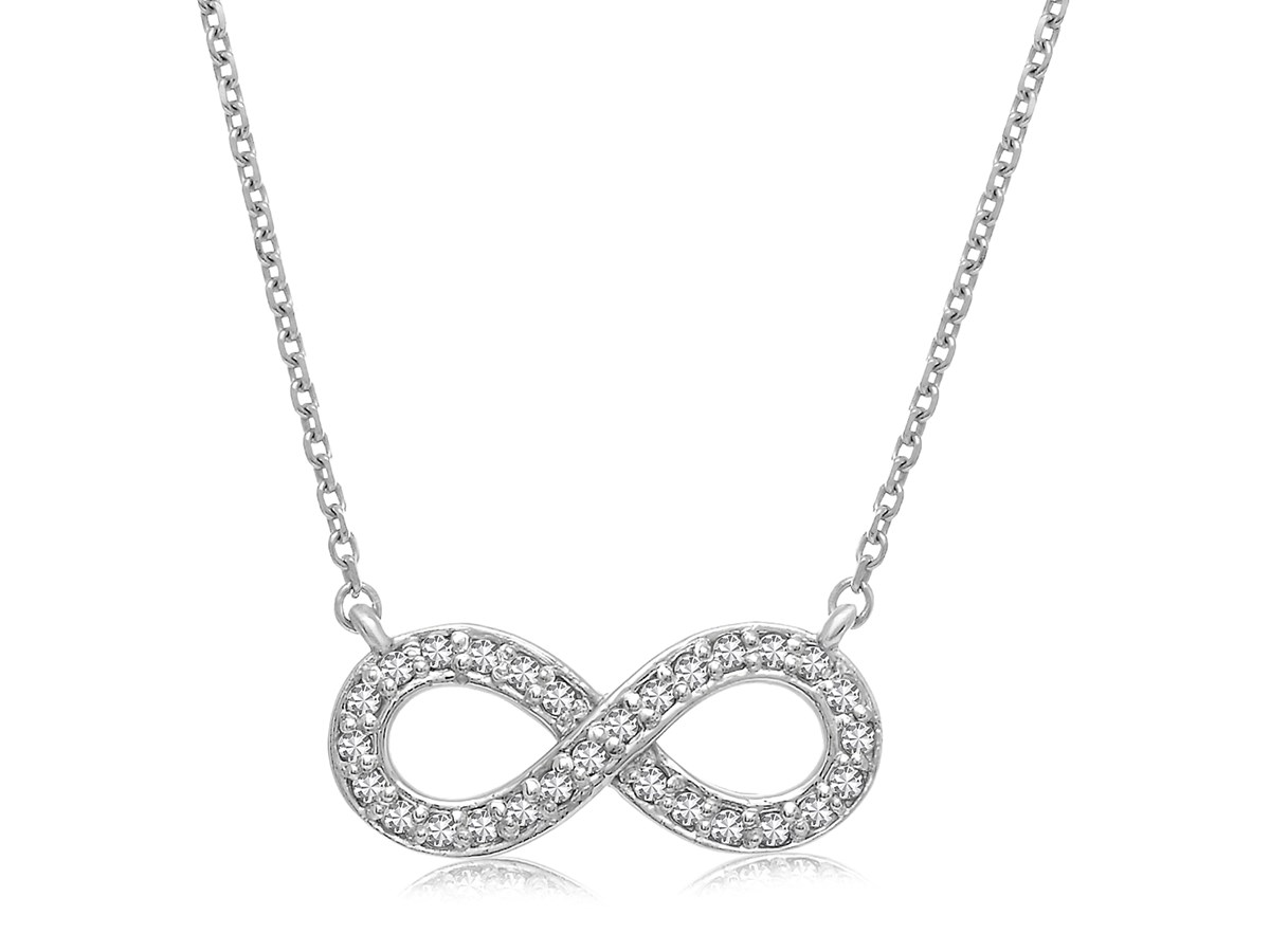 Diamond Studded Infinity Design Necklace in 14K White Gold (1/4 ct tw ...