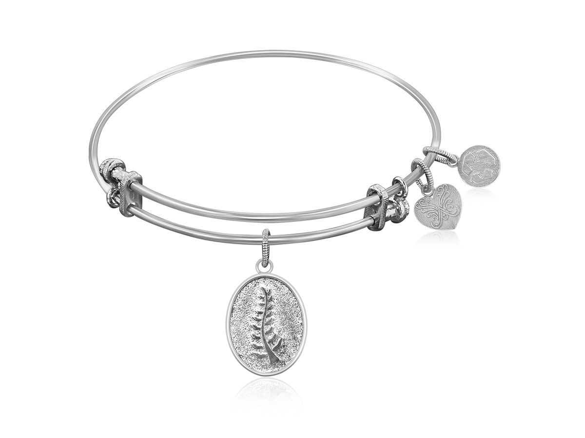 Expandable White Tone Brass Bangle with Faith Trust Staff Of Life ...