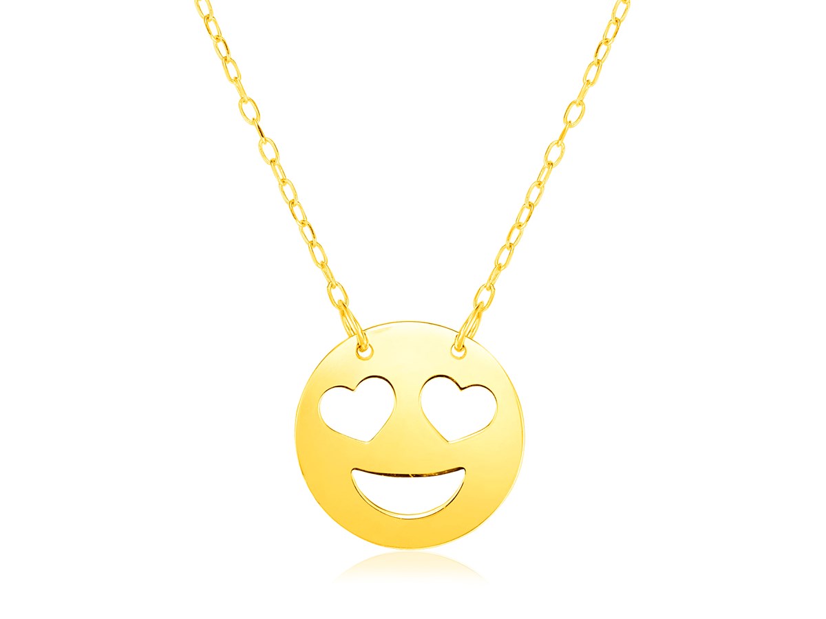 14k Yellow Gold Necklace with Love Emoji Symbol - Richard Cannon Jewelry