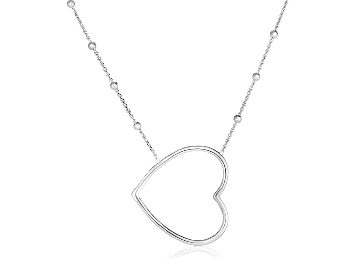 Sterling Silver 18 inch Polished Open Heart Necklace - Richard Cannon ...