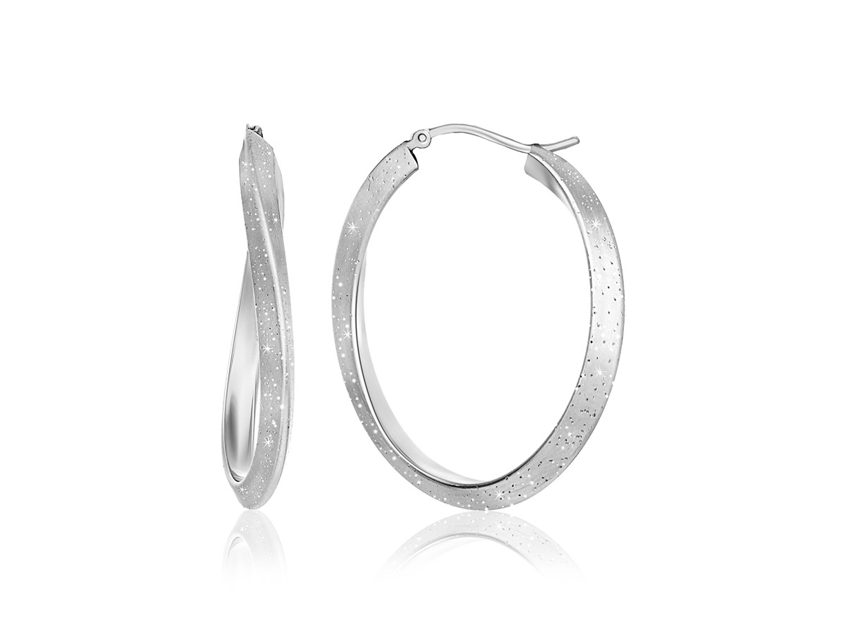 Twisted Oval Hoop Earrings in Sterling Silver - Richard Cannon Jewelry