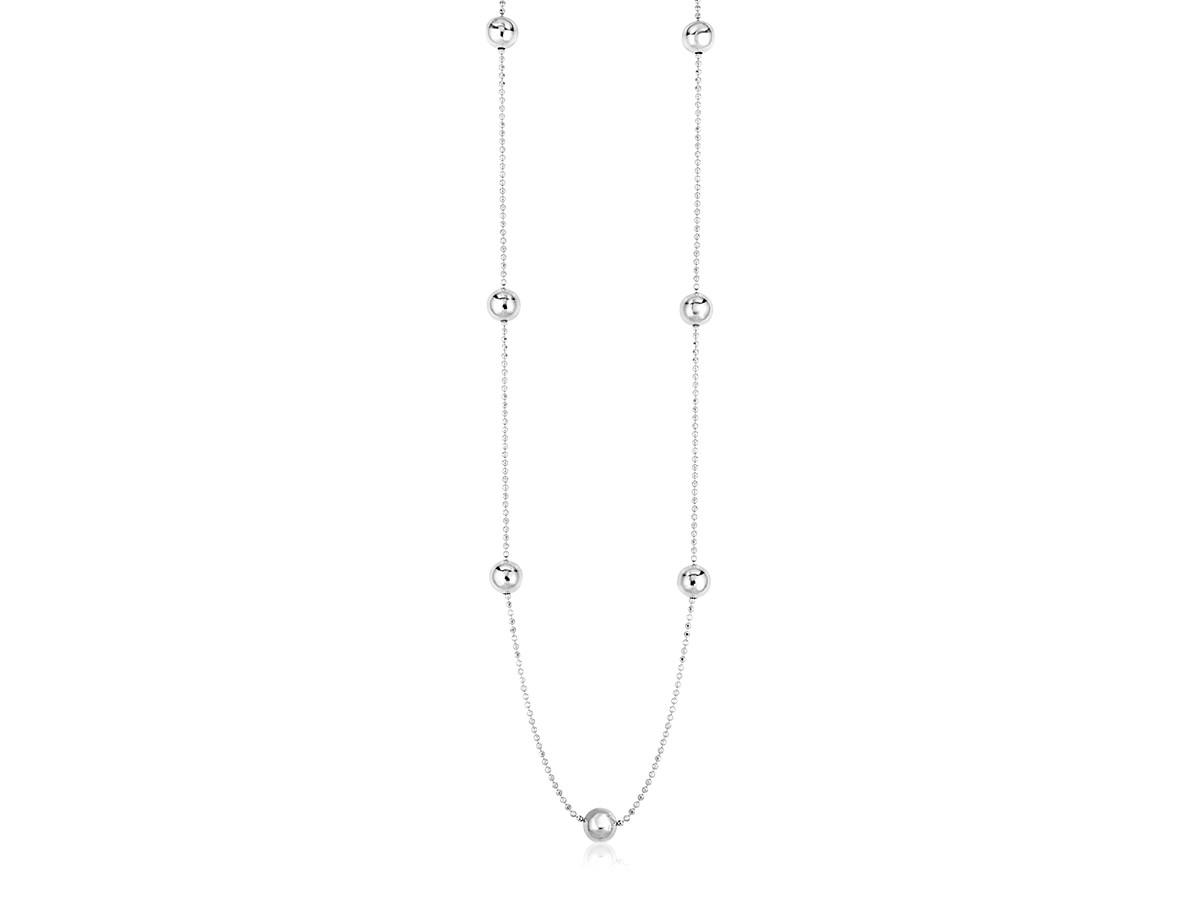 Sterling Silver Station Necklace with Large Polished Beads - Richard ...