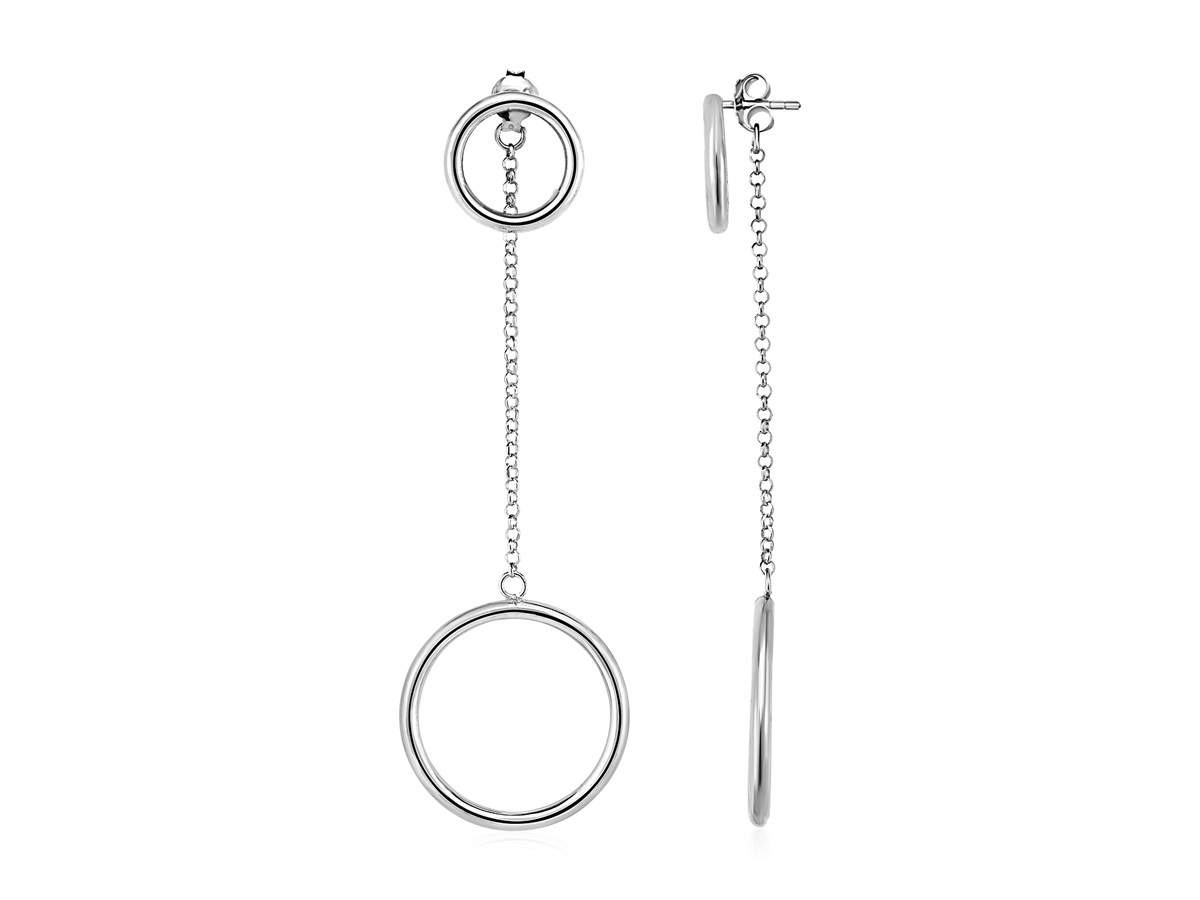 Double Polished Ring Drop Earrings In Sterling Silver Richard Cannon Jewelry